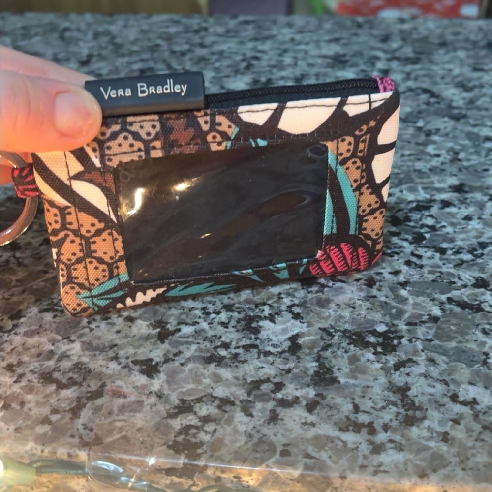 Vera Bradley Floral ID Holder in Black and Teal